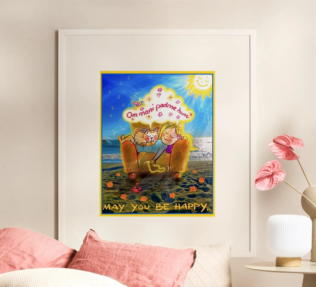 May you be happy poster con telaio in alluminio da Happy 😃 Art 🎨 by Christine Schnoell
