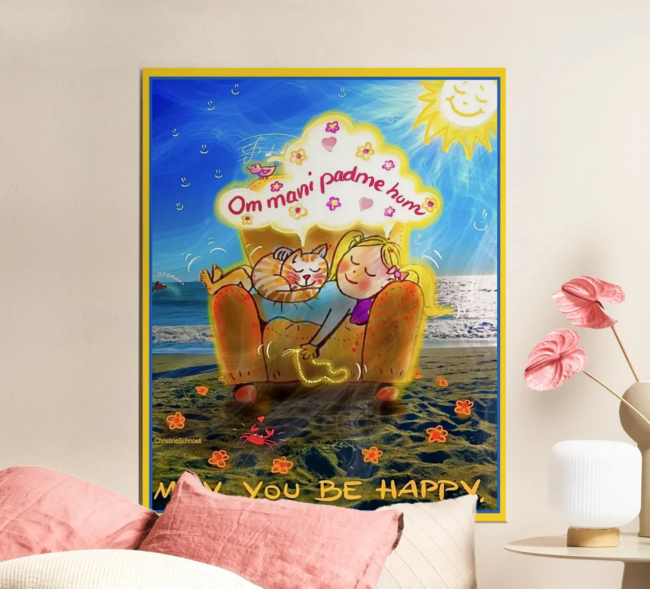 May you be happy poster con telaio in alluminio da Happy 😃 Art 🎨 by Christine Schnoell