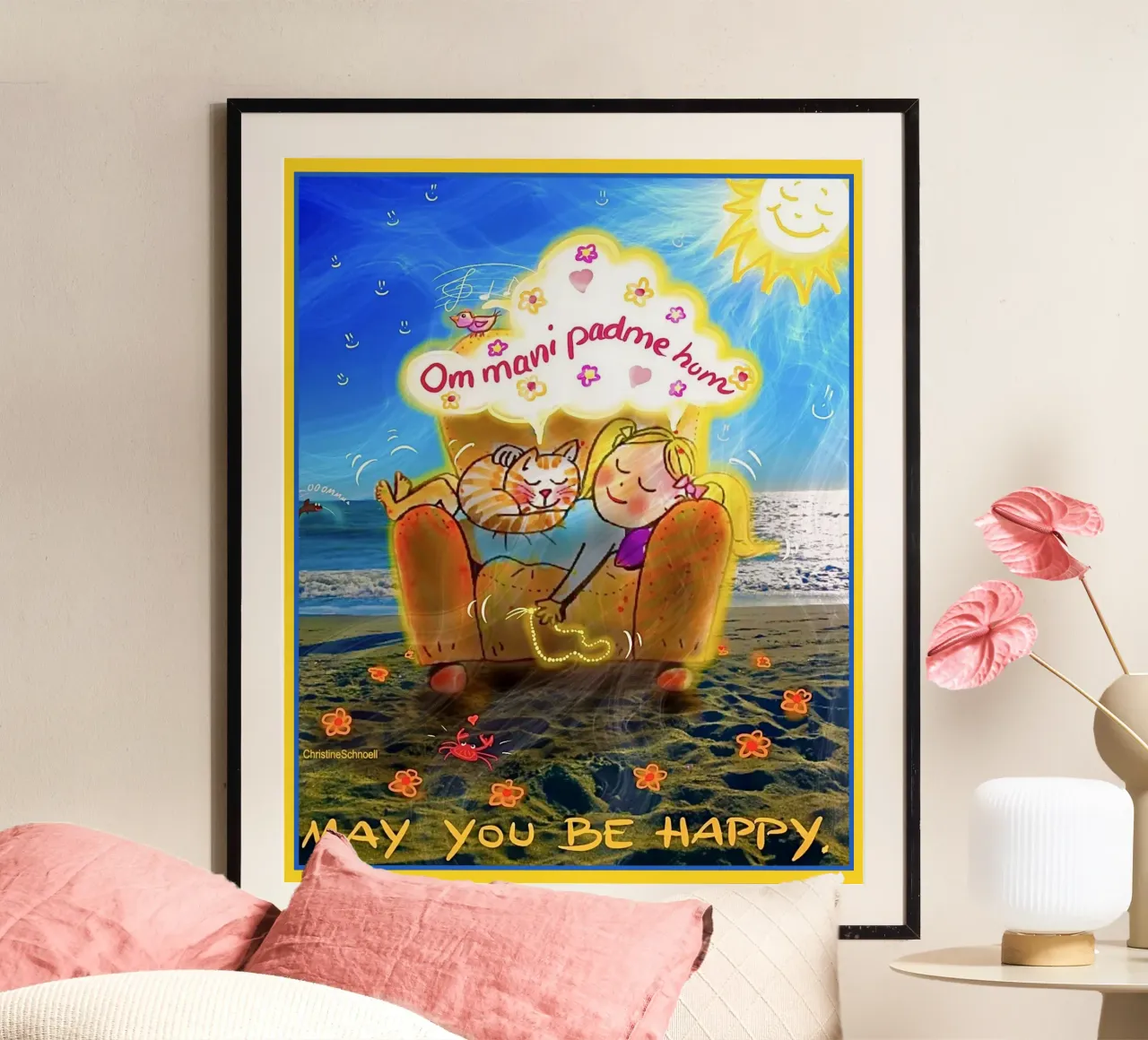 May you be happy poster con telaio in alluminio da Happy 😃 Art 🎨 by Christine Schnoell