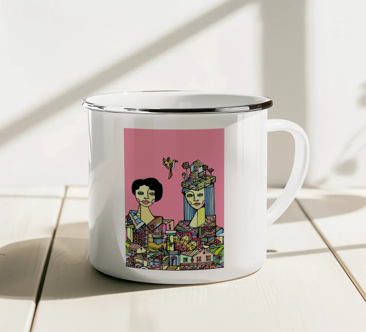 Portrait of a Couple tazza in smalto da Ninhol