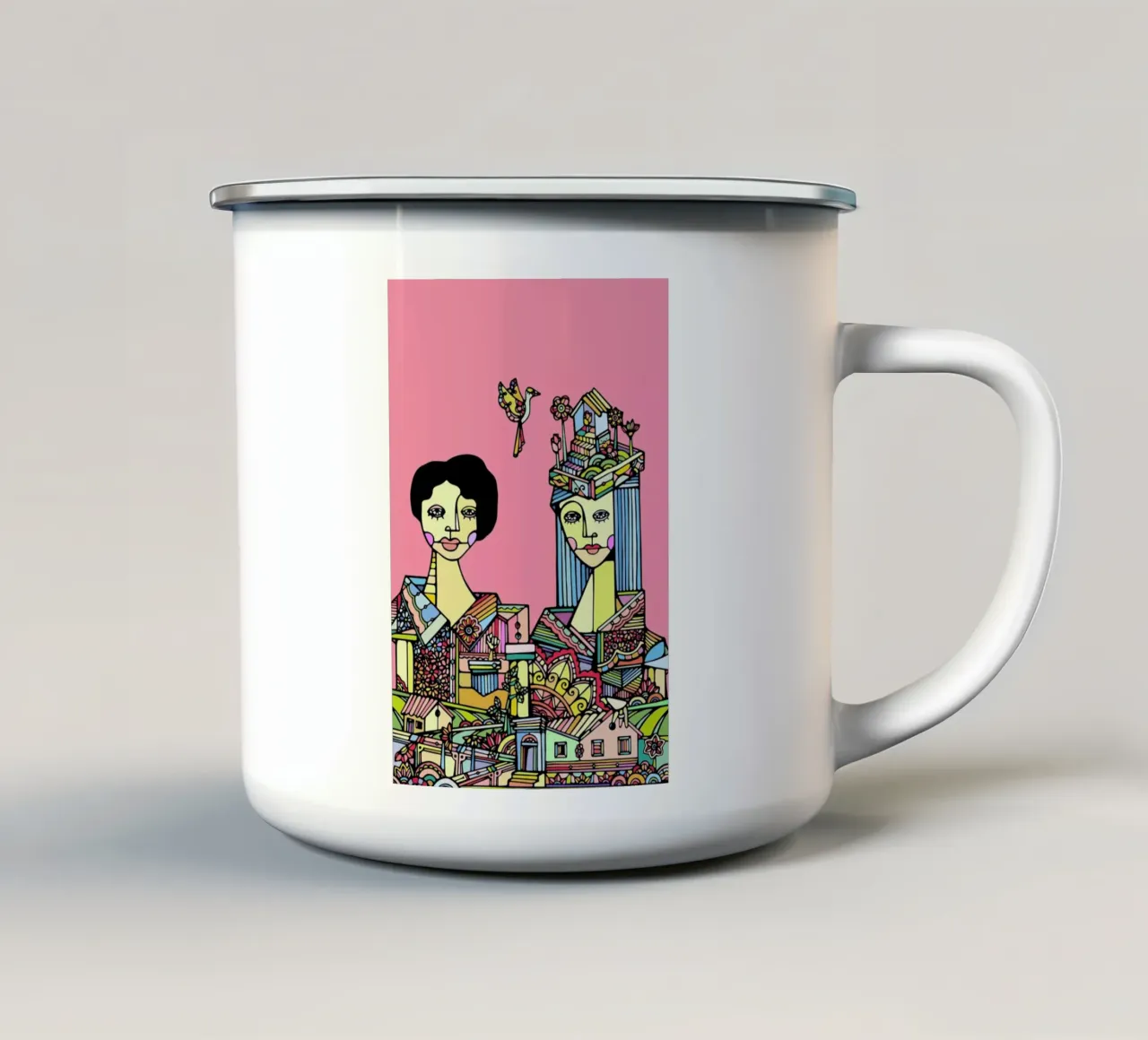 Portrait of a Couple tazza in smalto da Ninhol