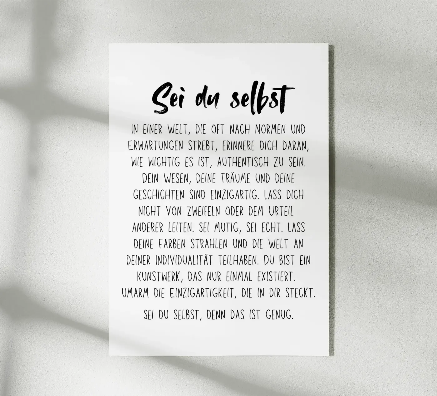 Sei du selbst plexiglas de DigiWunderwerk