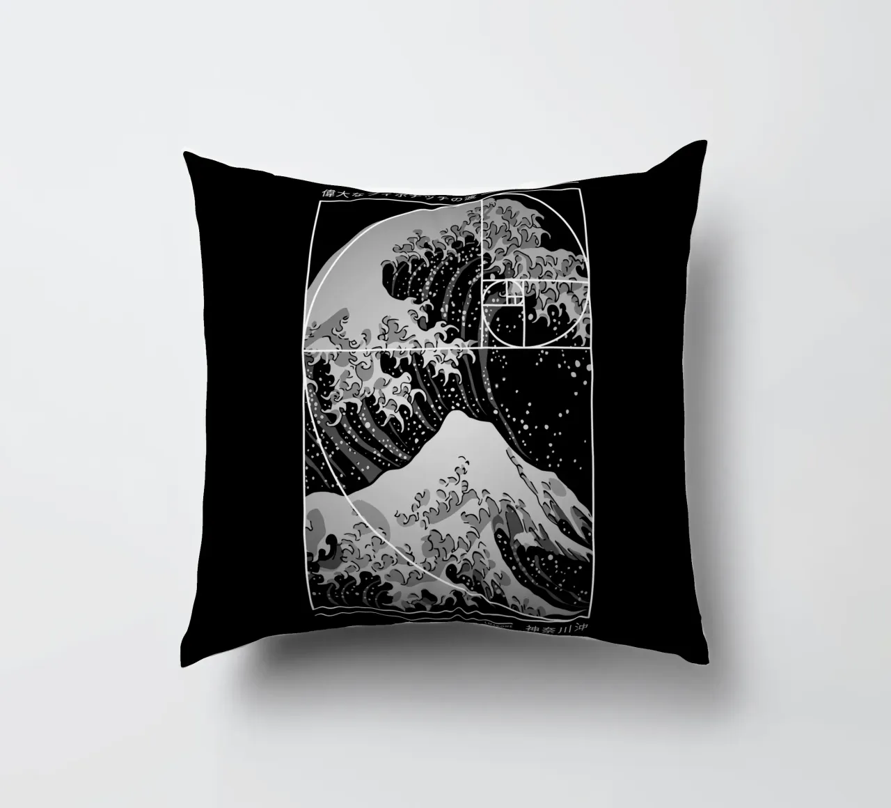 The Great Wave of Fibonacci Spiral - Modern decorative cushion by LM2KONE