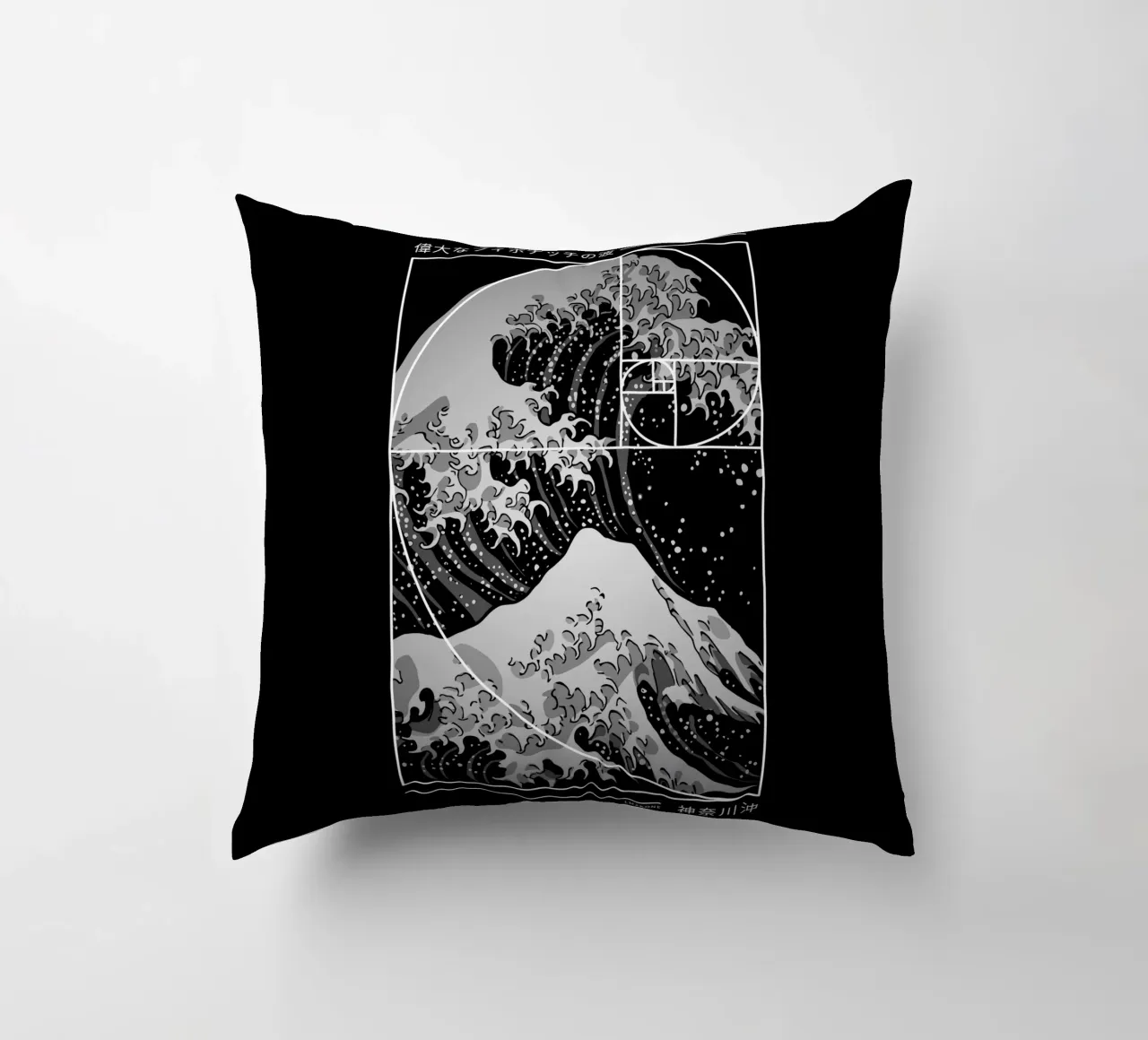 The Great Wave of Fibonacci Spiral - Modern decorative cushion by LM2KONE