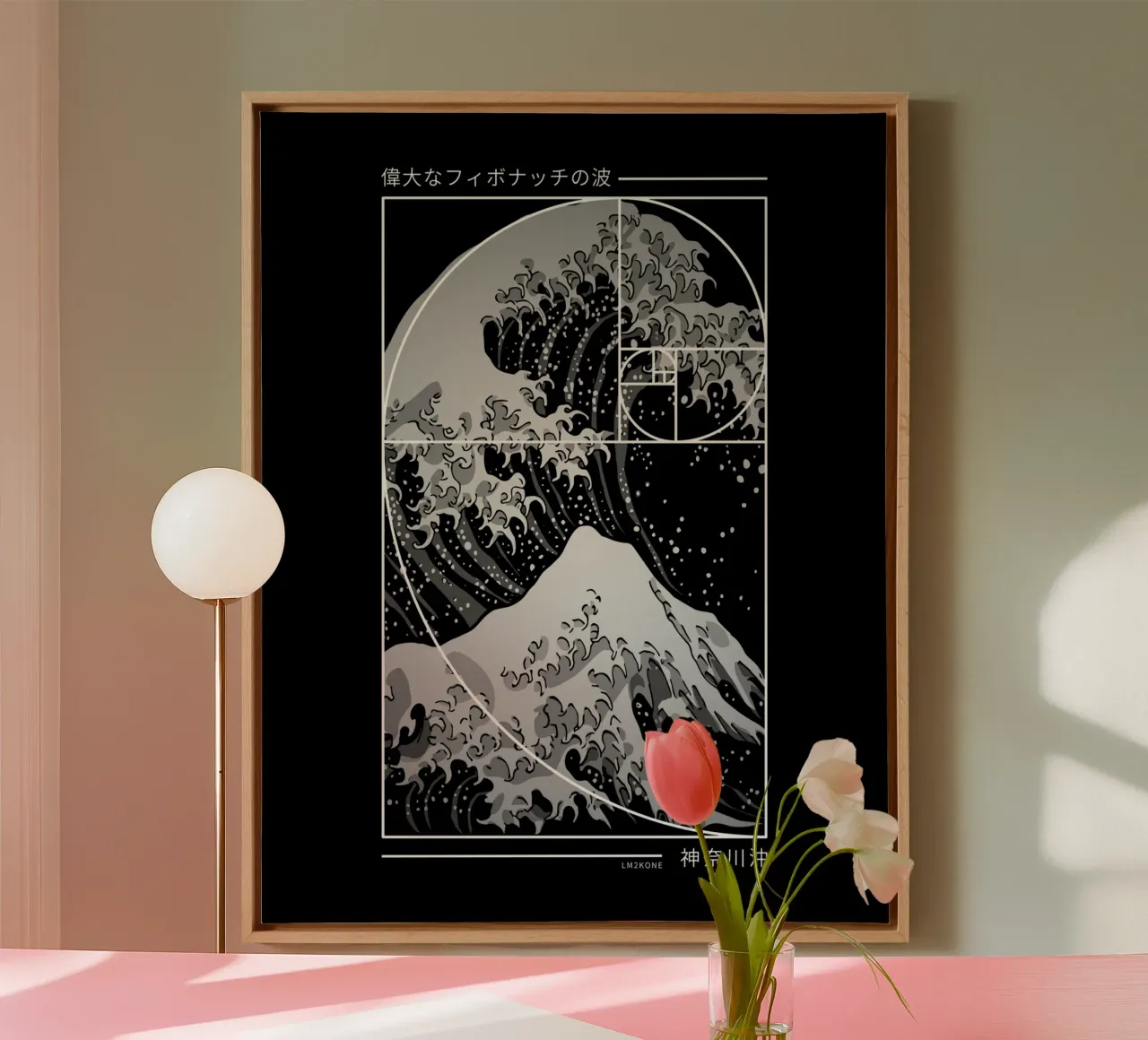 The Great Wave of Fibonacci Spiral - Modern canvas with Floater frame by LM2KONE