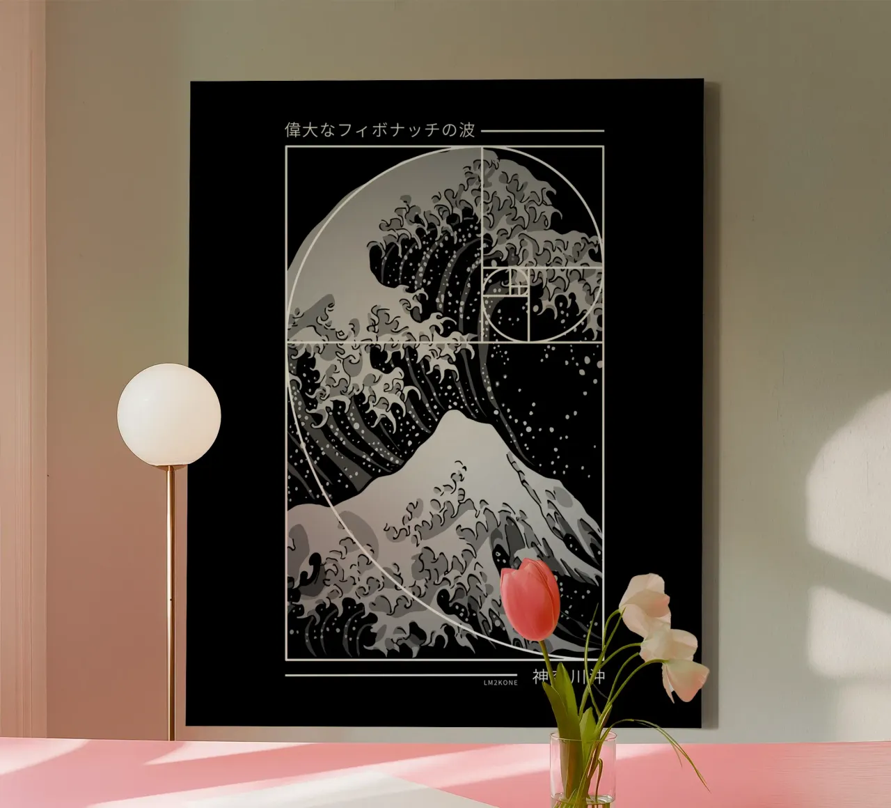 The Great Wave of Fibonacci Spiral - Modern canvas with Floater frame by LM2KONE