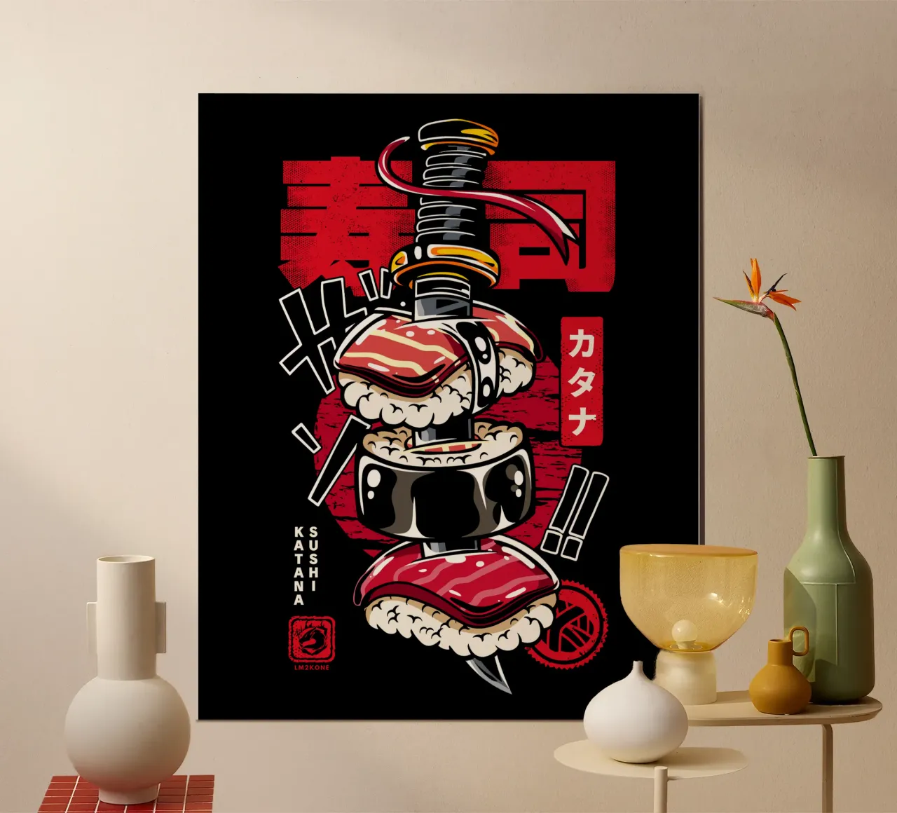Giappone Katana Sushi poster con telaio in plastica da LM2KONE