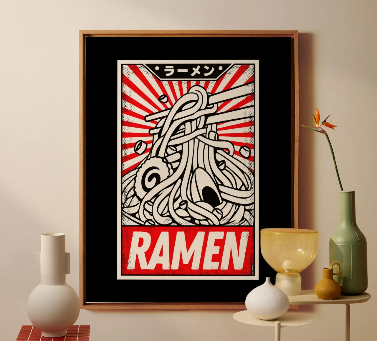 Poster retrò Ramen Vintage tela con Cornice a cassetta da LM2KONE