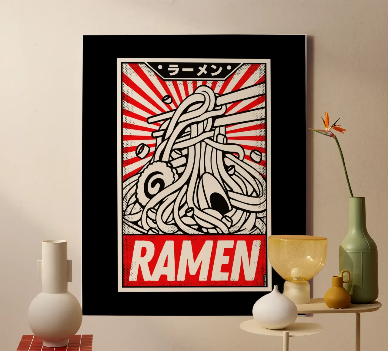 Poster retrò Ramen Vintage tela con Cornice a cassetta da LM2KONE