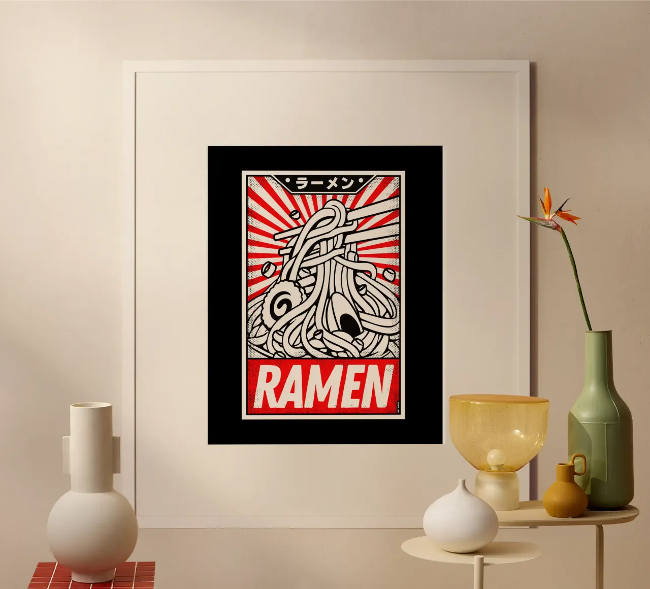 Poster retrò Ramen Vintage poster con telaio in plastica da LM2KONE