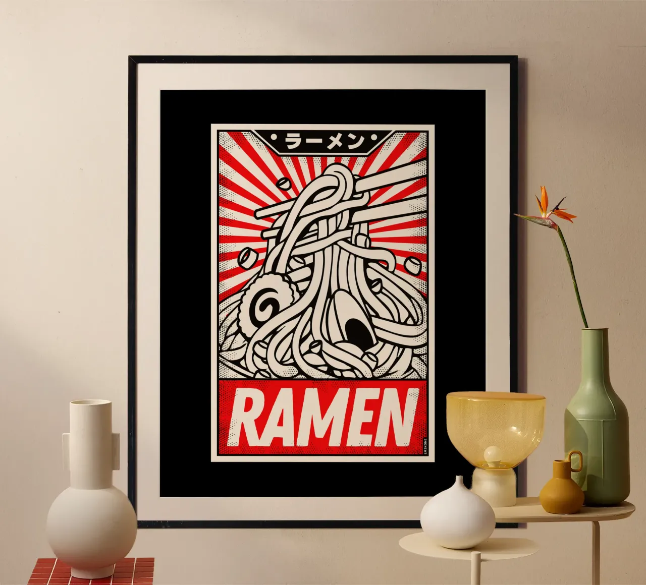 Poster retrò Ramen Vintage poster con telaio in plastica da LM2KONE