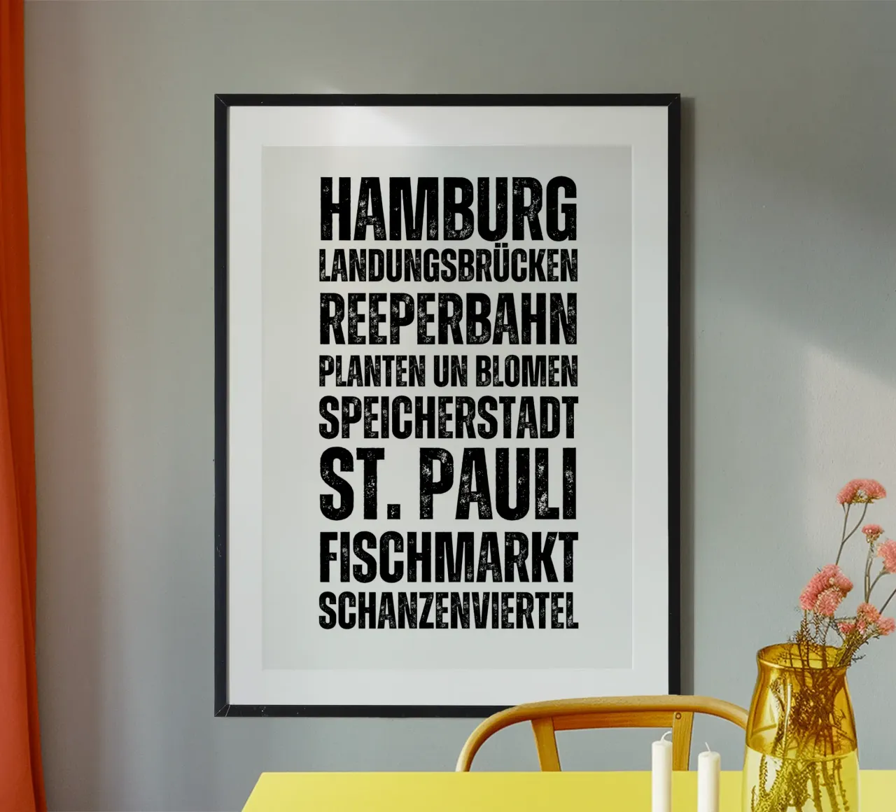 Hamburg Orte poster con telaio in legno da DigiWunderwerk
