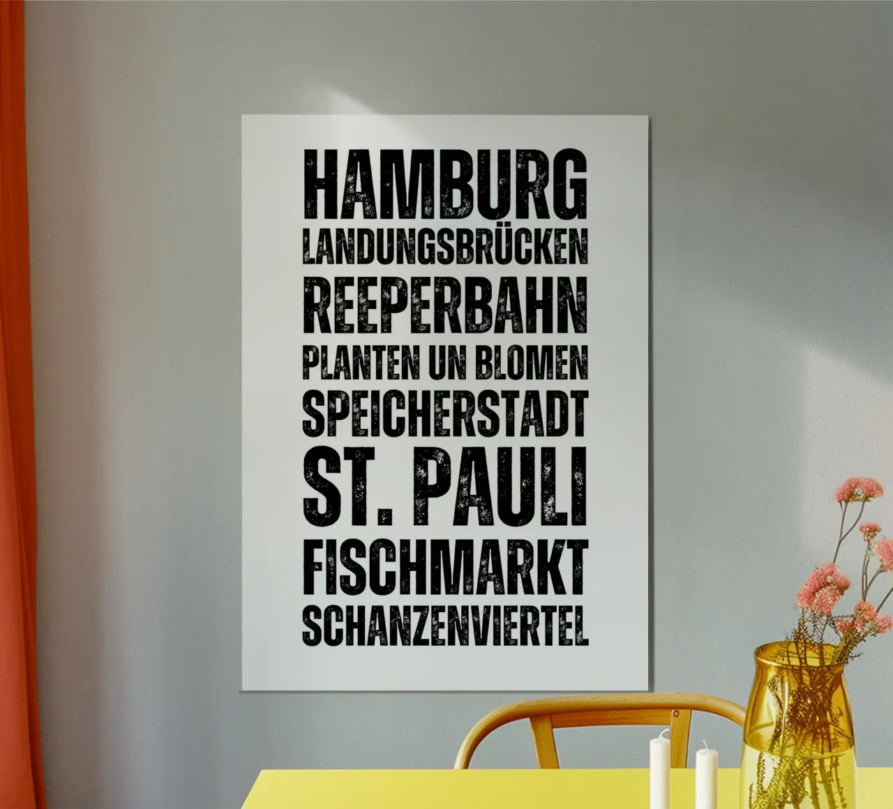 Hamburg Orte poster con telaio in legno da DigiWunderwerk
