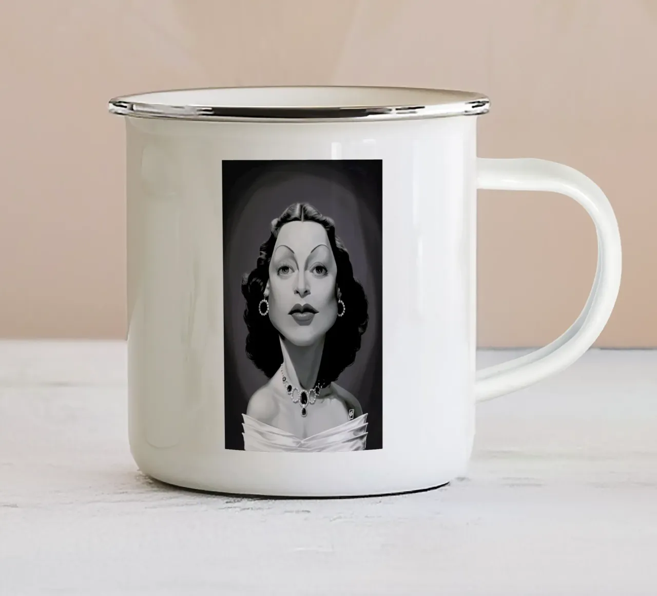 Hedy Lamarr tazza in smalto da Rob Art | Illustration