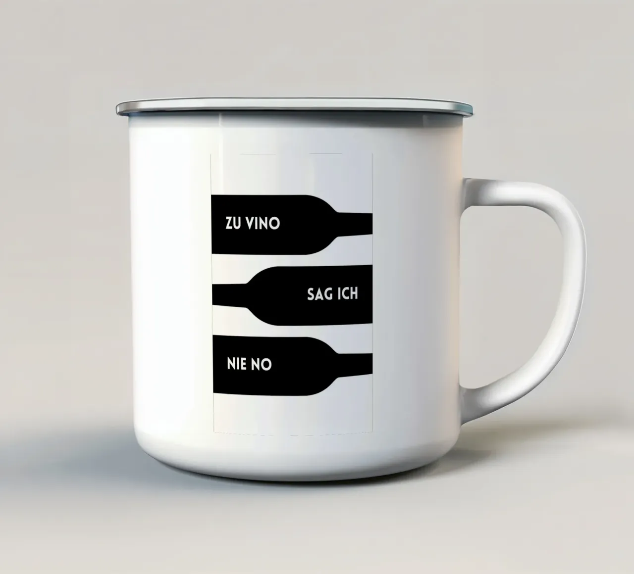 ZU VINO SAG ICH NIE NO tazza in smalto da DigiWunderwerk