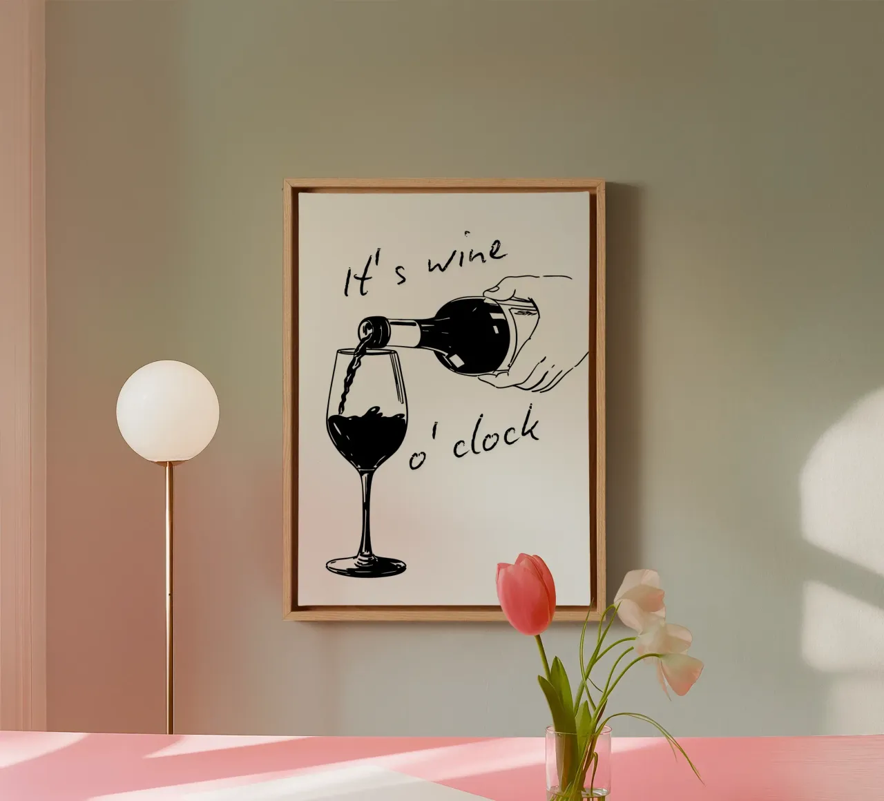 It's wine o'clock tela con Cornice a cassetta da DigiWunderwerk