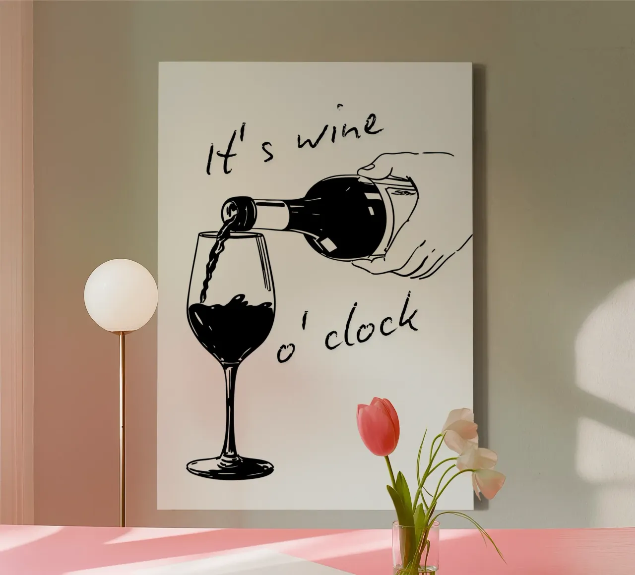 It's wine o'clock tela con Cornice a cassetta da DigiWunderwerk