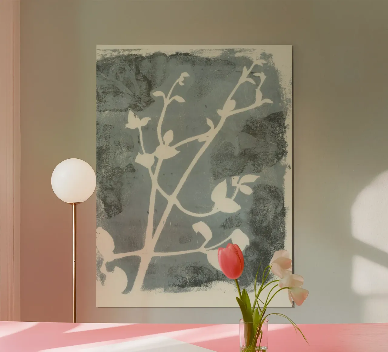 botanical reminiscences 2 - greyblue poster con telaio in legno da IRIS LEHNHARDT FINE ART