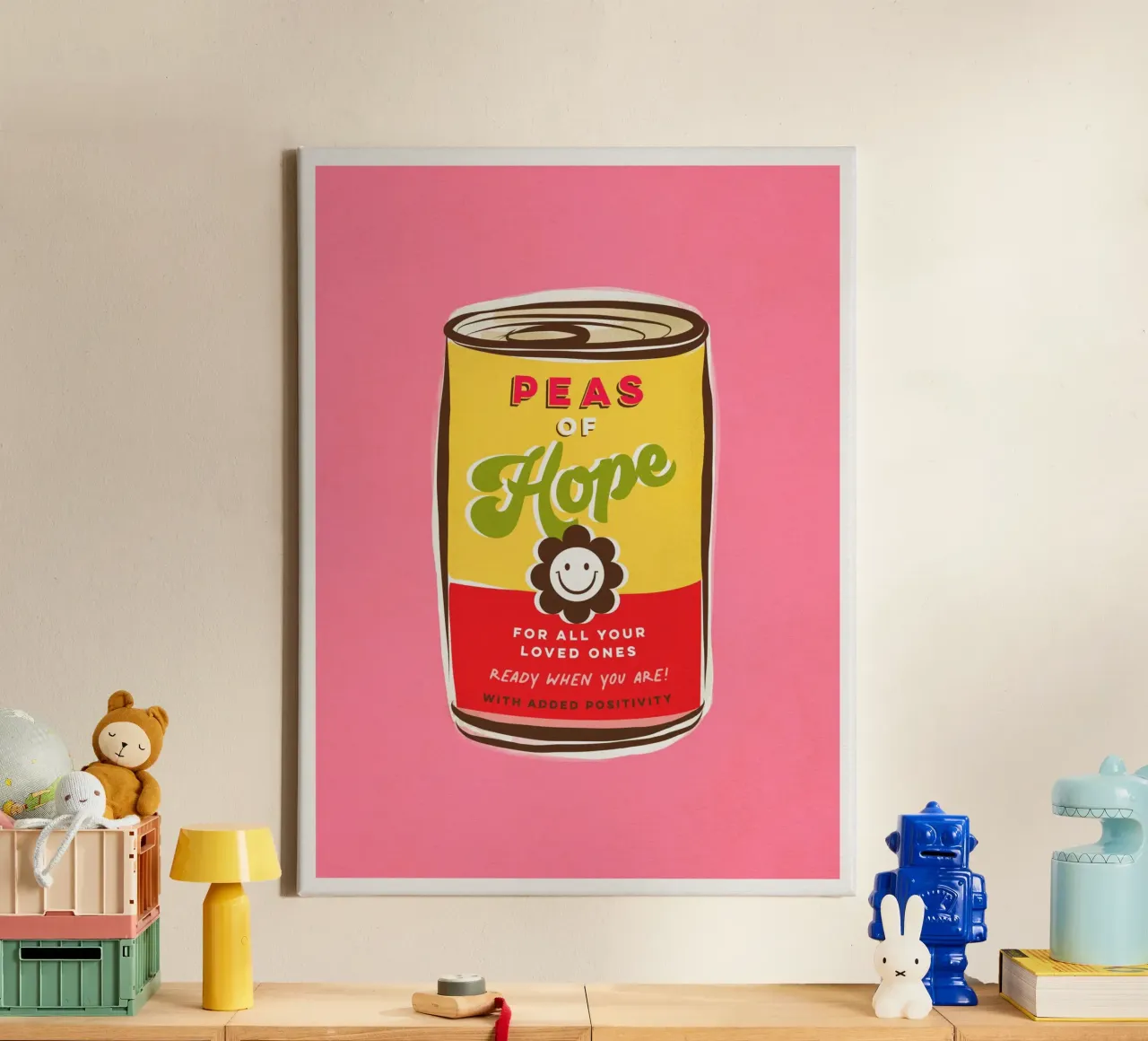 I piselli della speranza - la "can art" della tipografia positiva tela con Cornice a cassetta da Dominique Vari Words