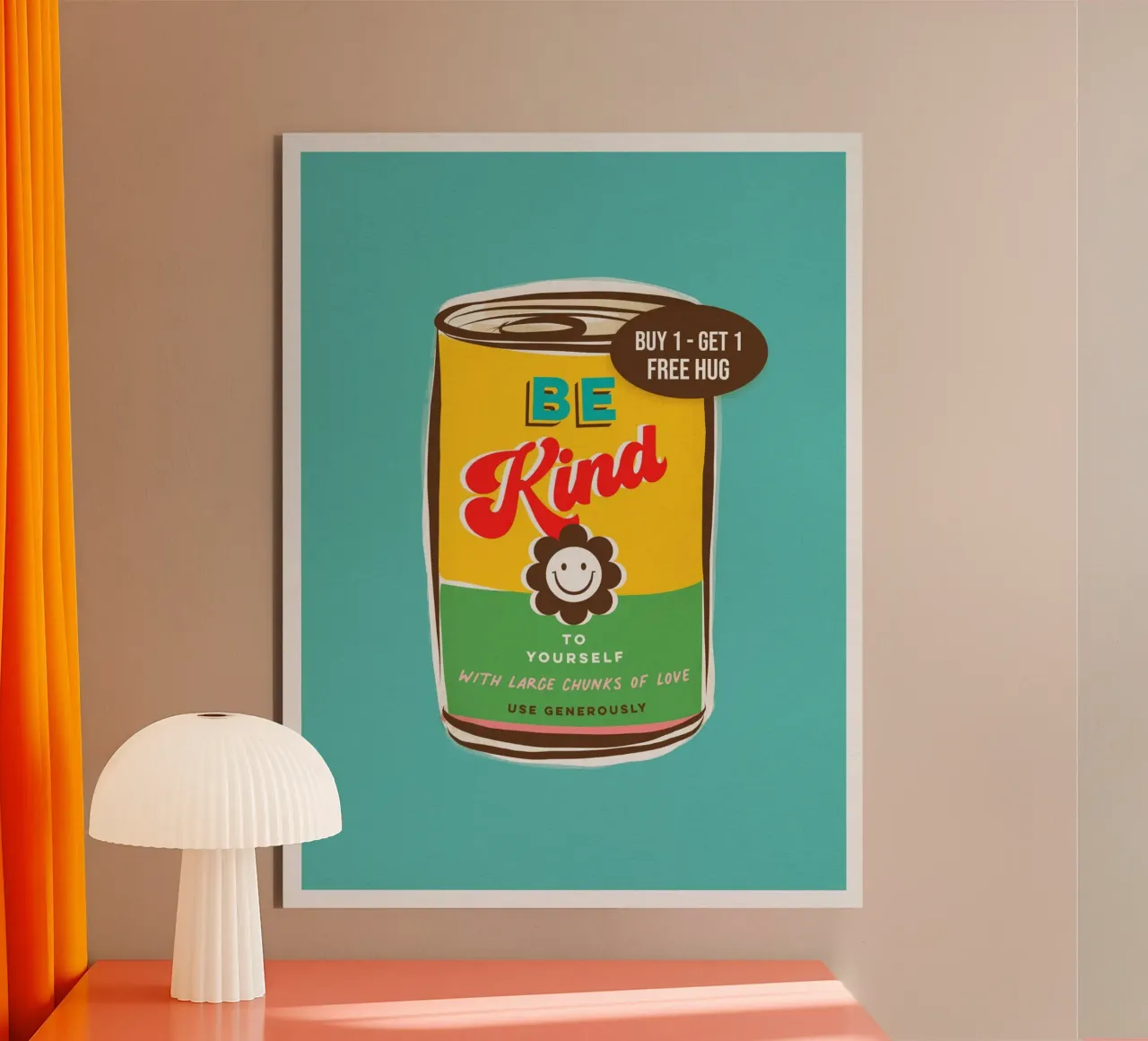 Be Kind to Yourself • Typographic 'can art' alu-dibond by Dominique Vari Words