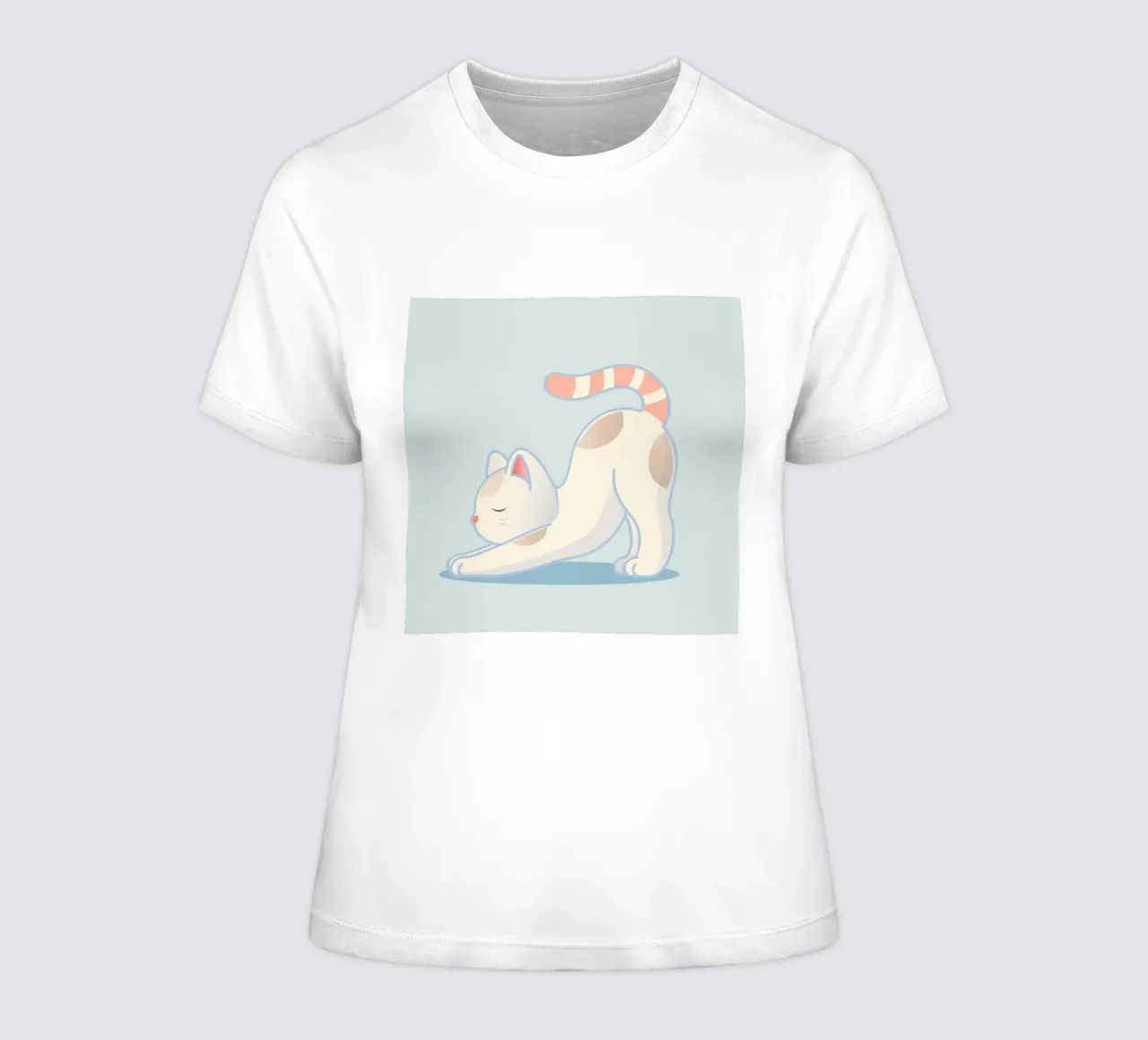 Cat in yoga pose - minimalist design for relaxation women's fitted t-shirt by namosh