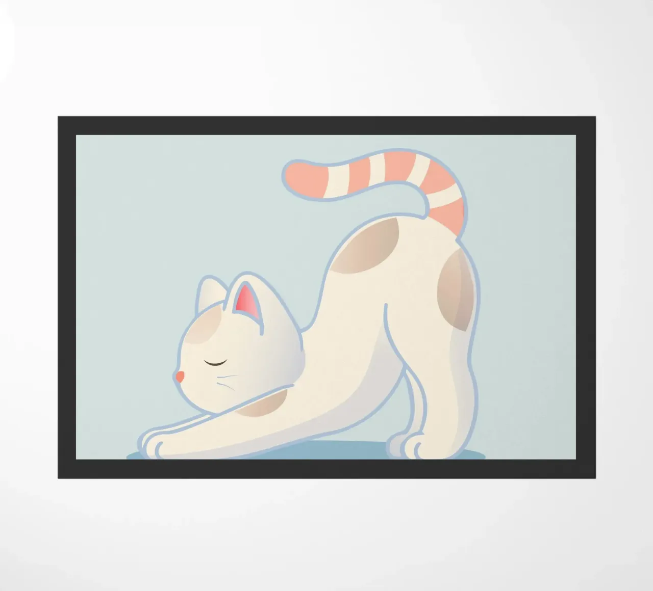 Cat in yoga pose - minimalist design for relaxation doormat by namosh