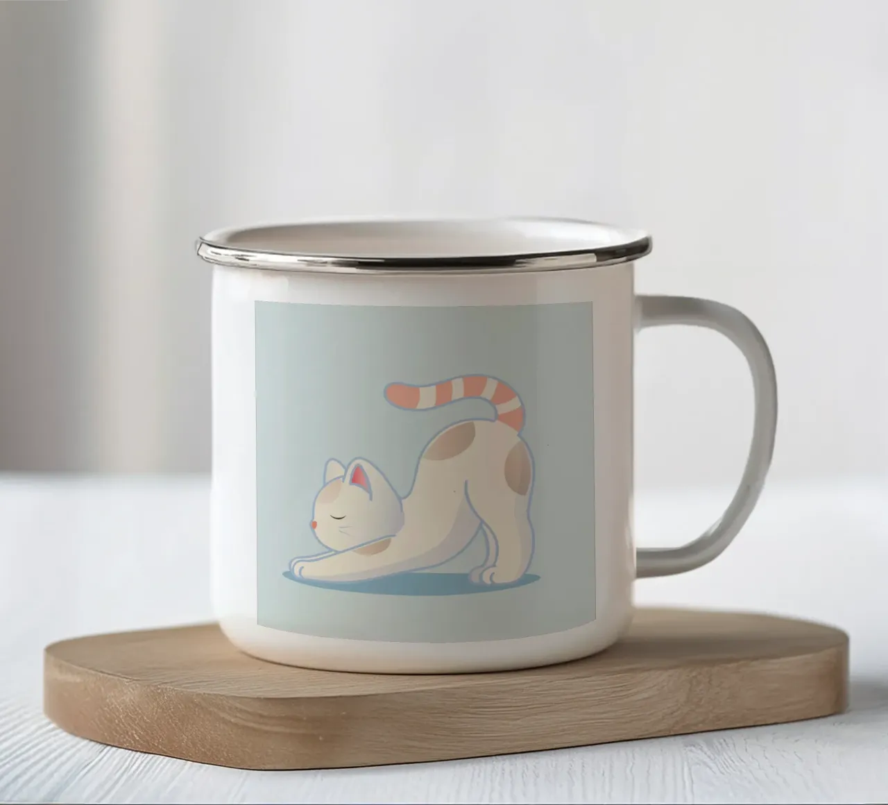 Gatto in posizione yoga - design minimalista per il relax tazza in smalto da namosh
