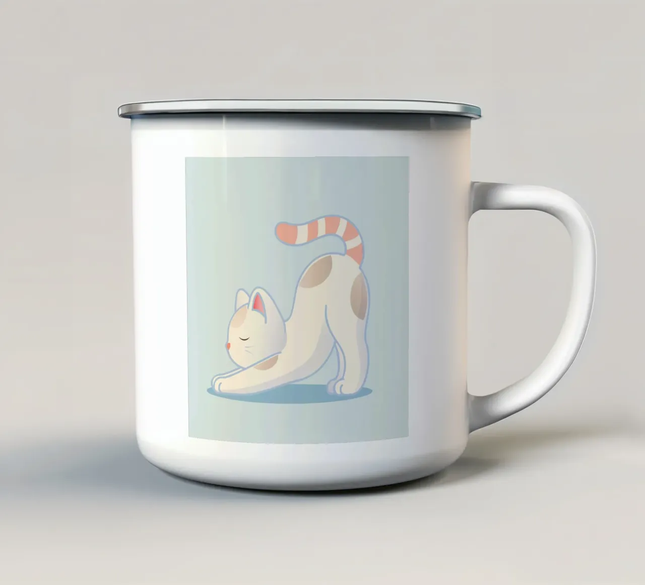 Gatto in posizione yoga - design minimalista per il relax tazza in smalto da namosh