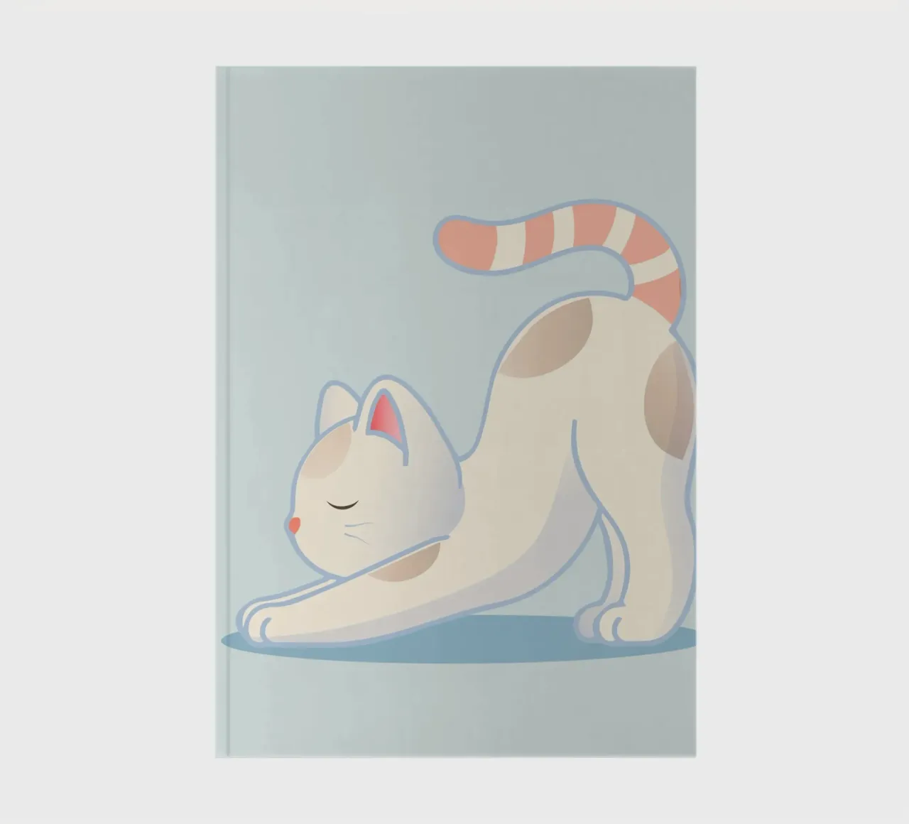 Cat in yoga pose - minimalist design for relaxation notebook by namosh