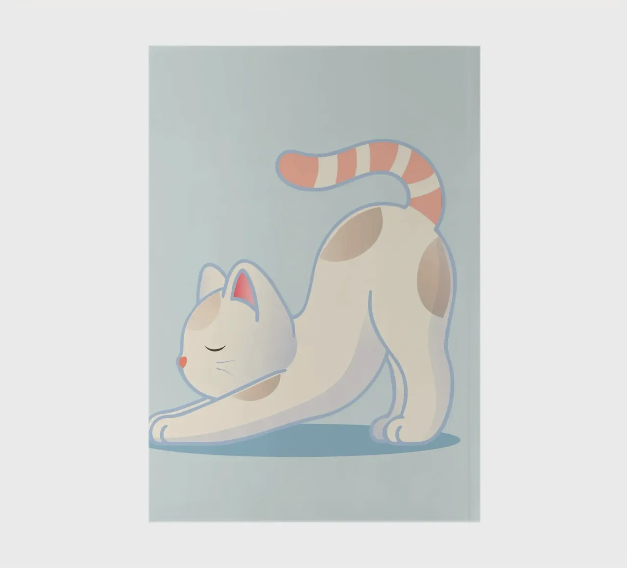 Cat in yoga pose - minimalist design for relaxation notebook by namosh