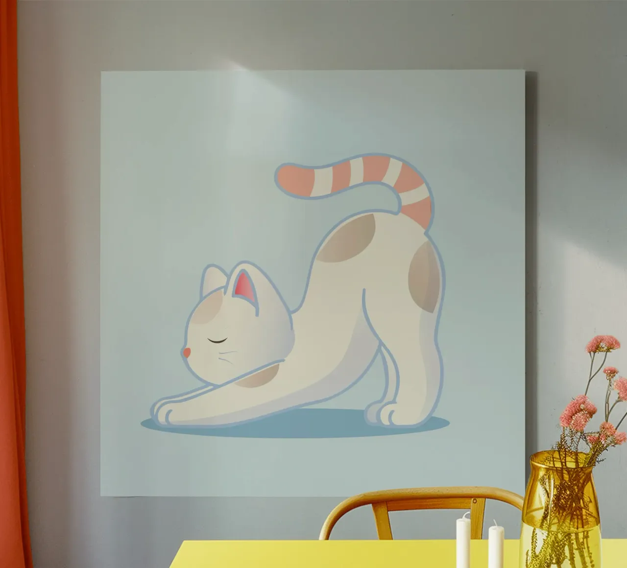 Cat in yoga pose - minimalist design for relaxation canvas by namosh