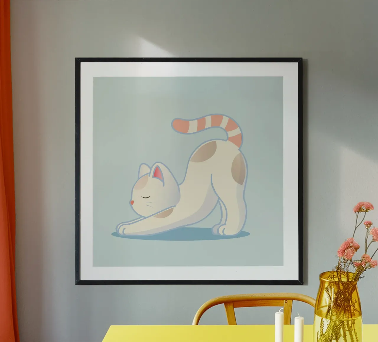 Cat in yoga pose - minimalist design for relaxation poster by namosh
