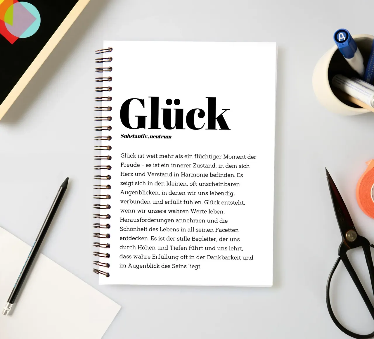 Definition Glück spiral notebook by DigiWunderwerk