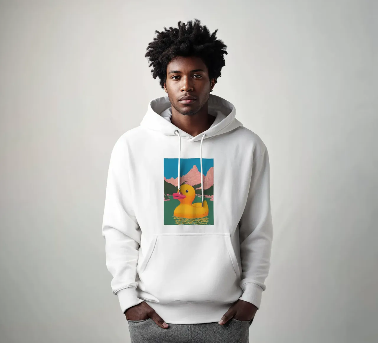 Südtirol Dolomiten See Gelbe Gummi-Ente Bahtroom Art Hoodie von Kaji
