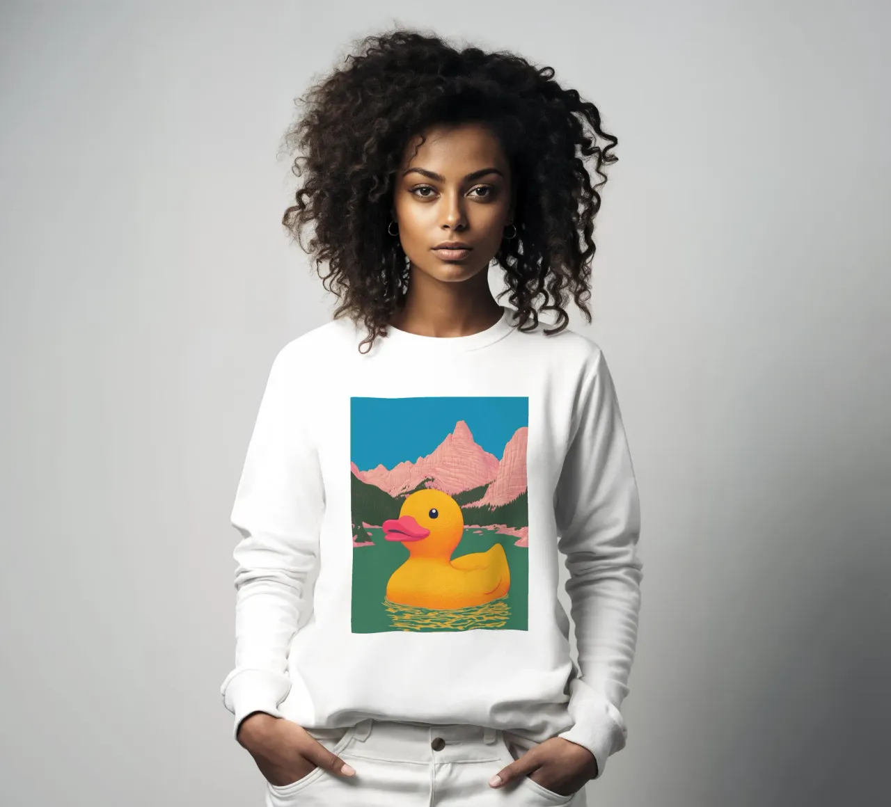 Lac des Dolomites du Tyrol du Sud Canard en caoutchouc jaune Bahtroom Art sweat de Kaji