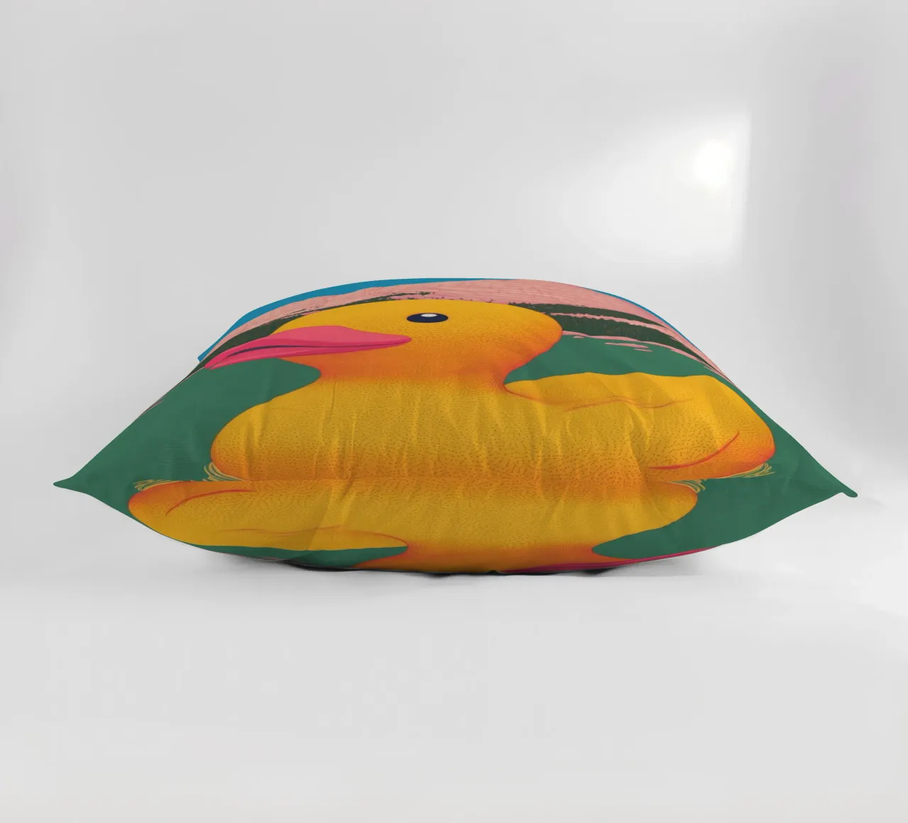 South Tyrol Dolomites Lake Yellow Rubber Duck Bahtroom Art decorative cushion by Kaji