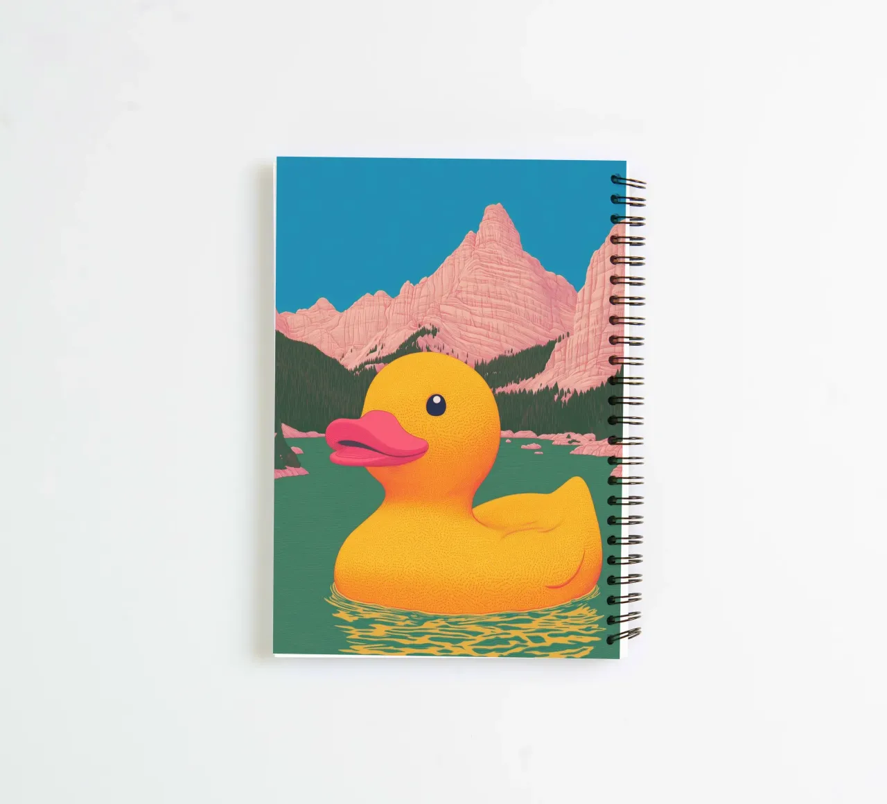 Lac des Dolomites du Tyrol du Sud Canard en caoutchouc jaune Bahtroom Art carnet à spirale de Kaji