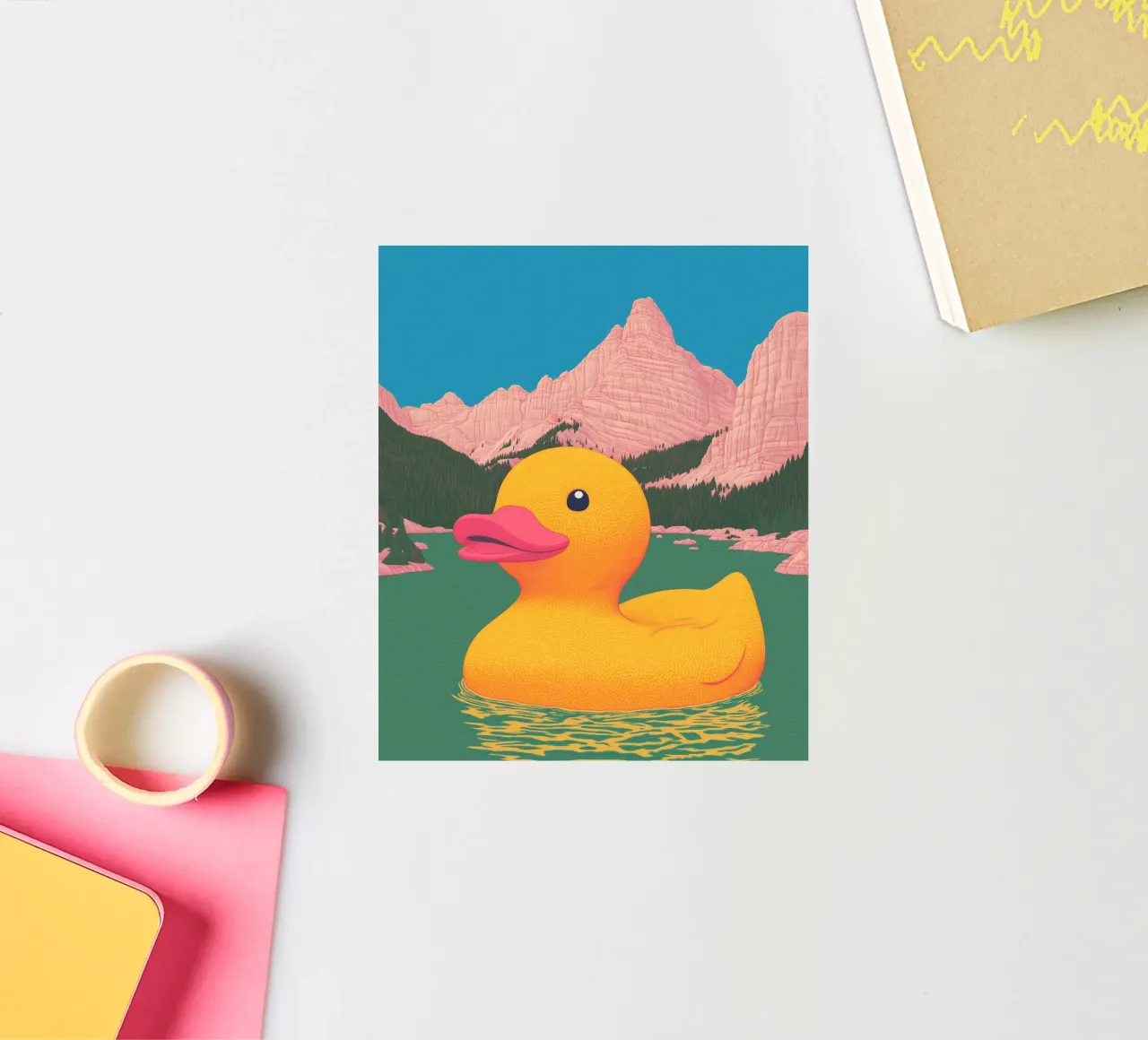 South Tyrol Dolomites Lake Yellow Rubber Duck Bahtroom Art sticker by Kaji