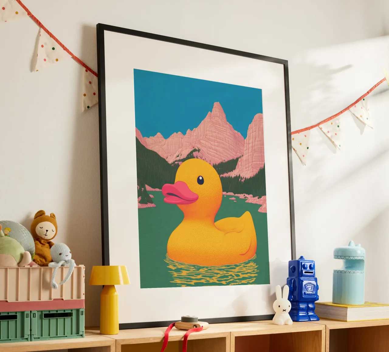 Lac des Dolomites du Tyrol du Sud Canard en caoutchouc jaune Bahtroom Art hahnemühle de Kaji