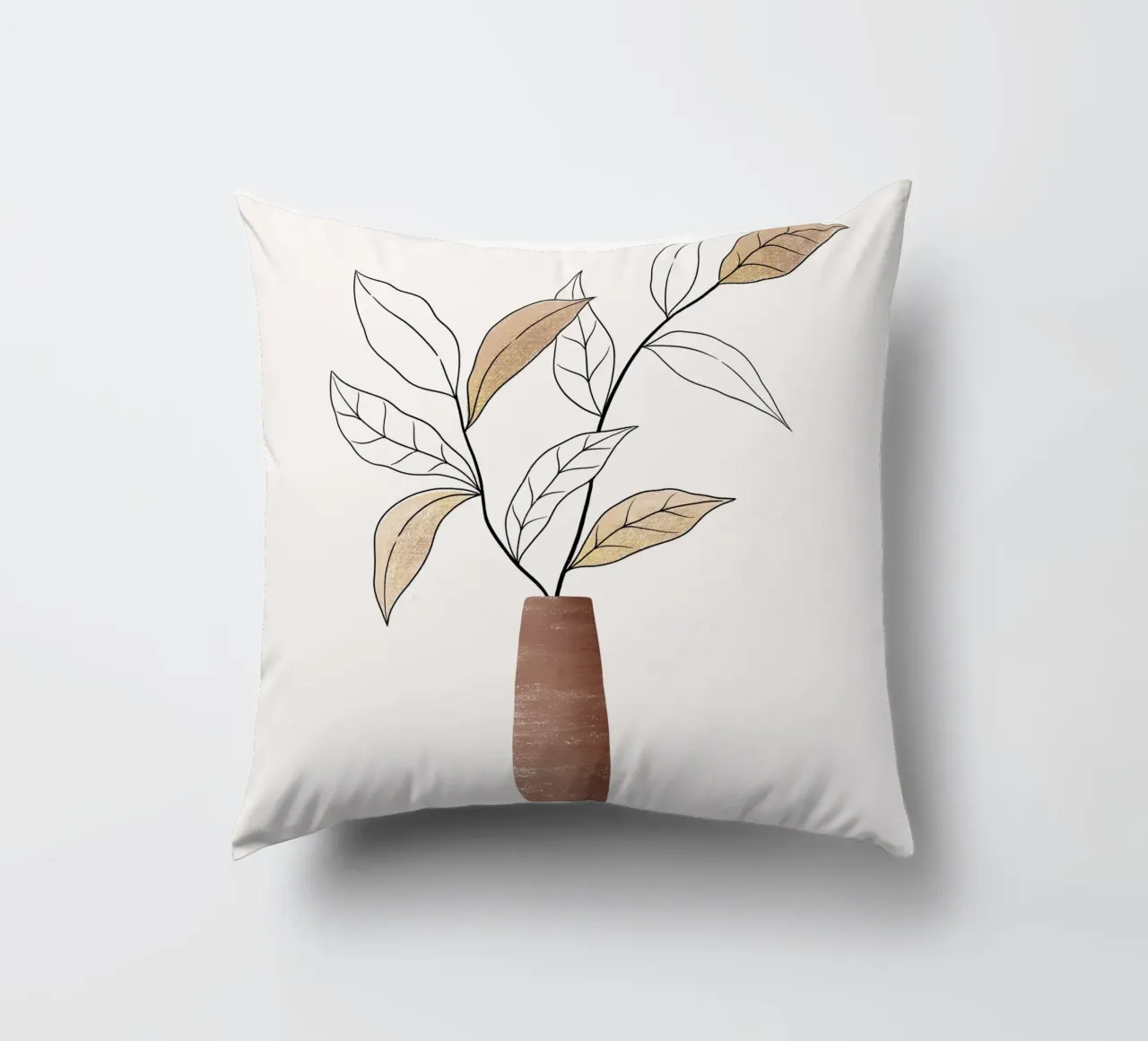 Branch in warm earthy tones. With gold shimmer decorative cushion by CalliLetters