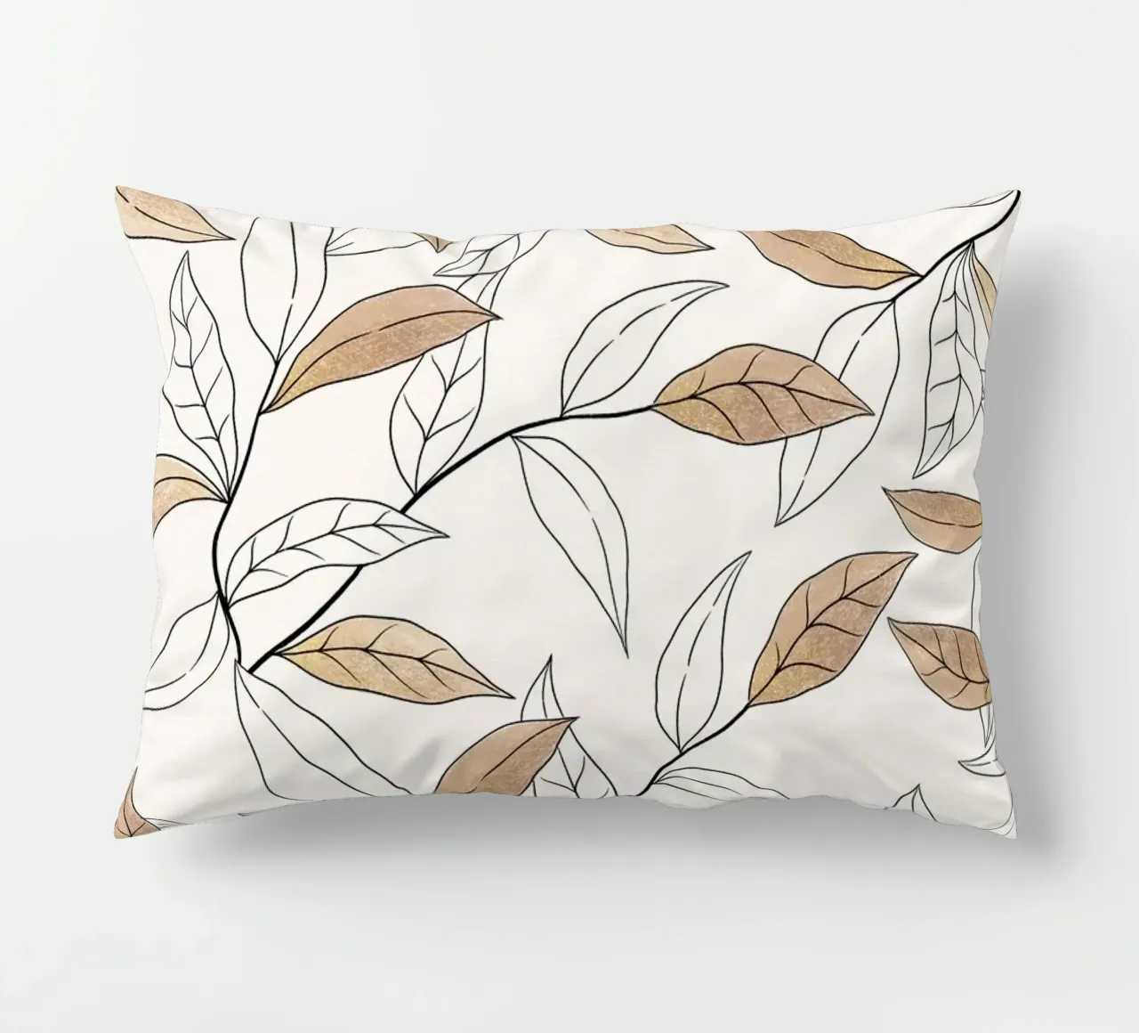 Branch in warm earthy tones. With gold shimmer decorative cushion by CalliLetters