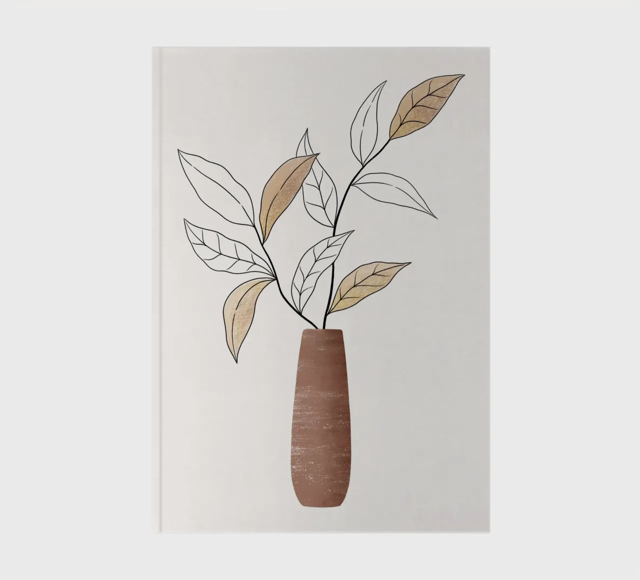 Branche dans les tons chauds de la terre. Avec des reflets dorés carnet de notes de CalliLetters