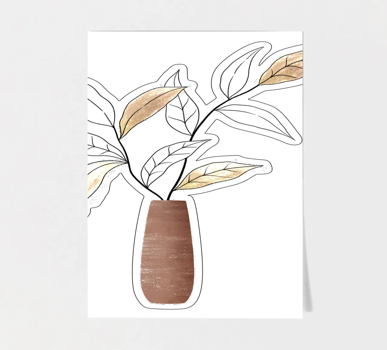Branch in warm earthy tones. With gold shimmer sticker sheet by CalliLetters