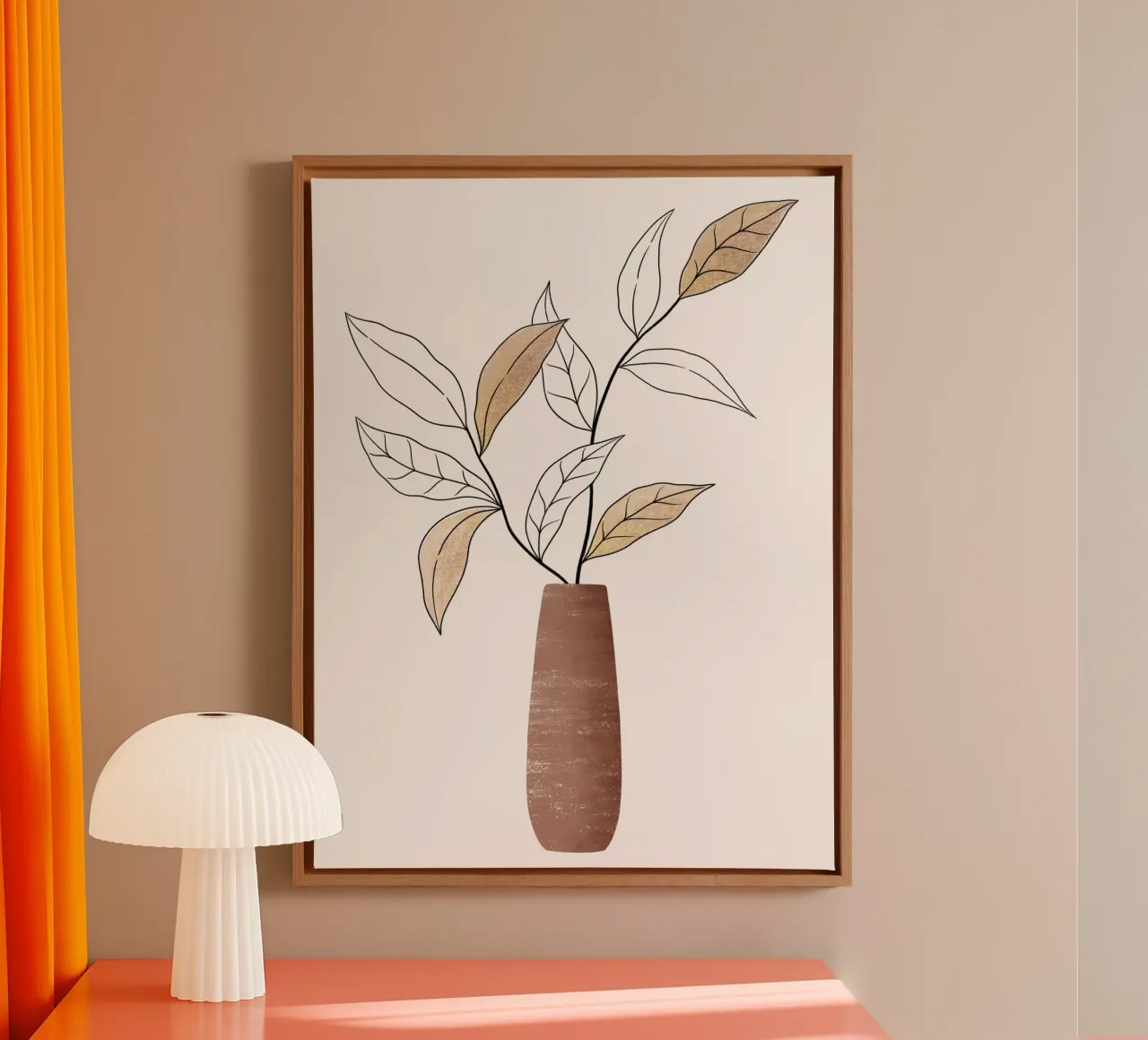 Branche dans les tons chauds de la terre. Avec des reflets dorés toile de CalliLetters