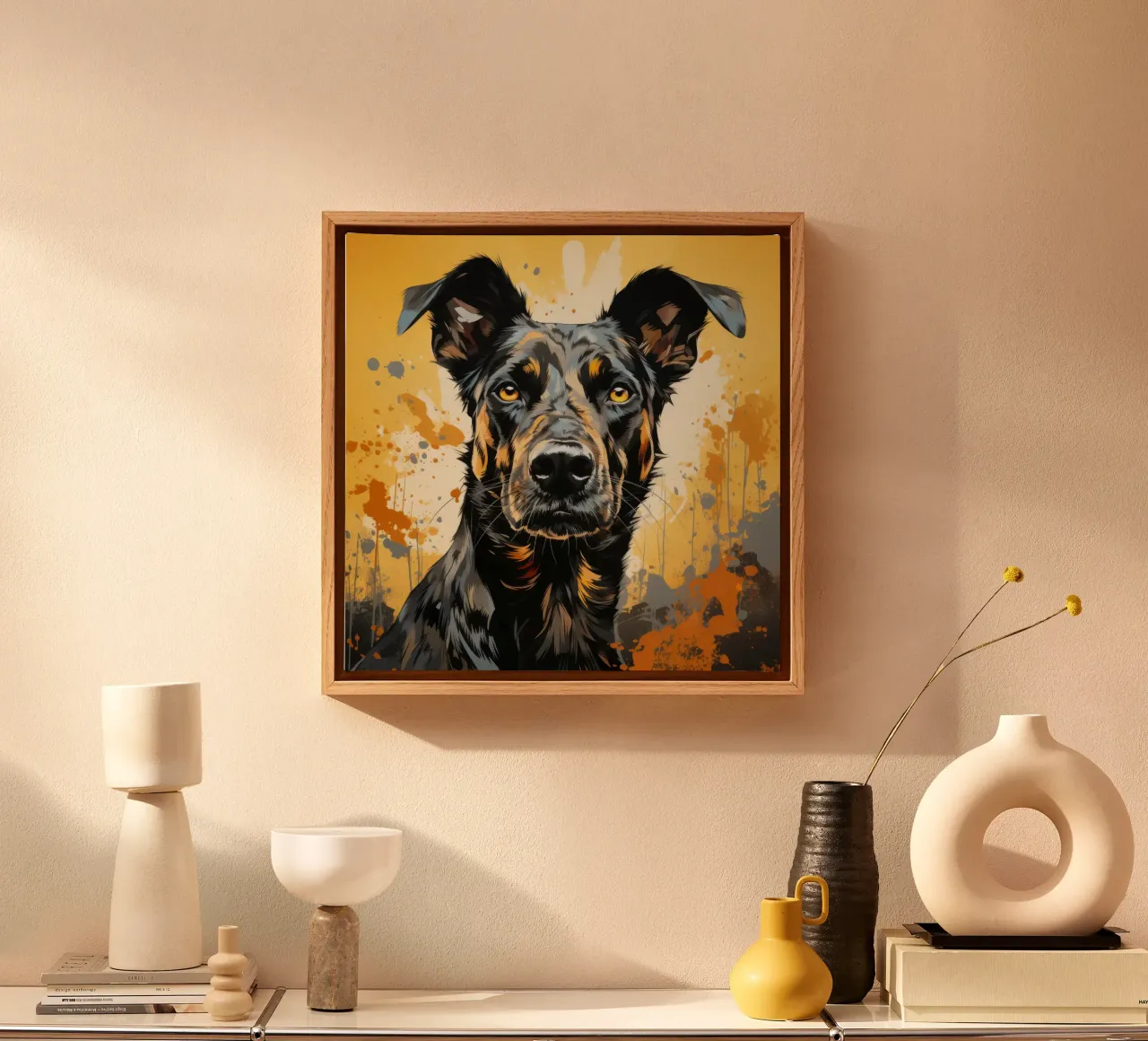 Portret Afrikaanse Wilde Hond canvas met Baklijst van Animal Portraits