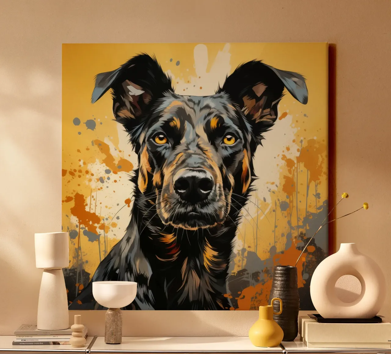 Portret Afrikaanse Wilde Hond canvas met Baklijst van Animal Portraits