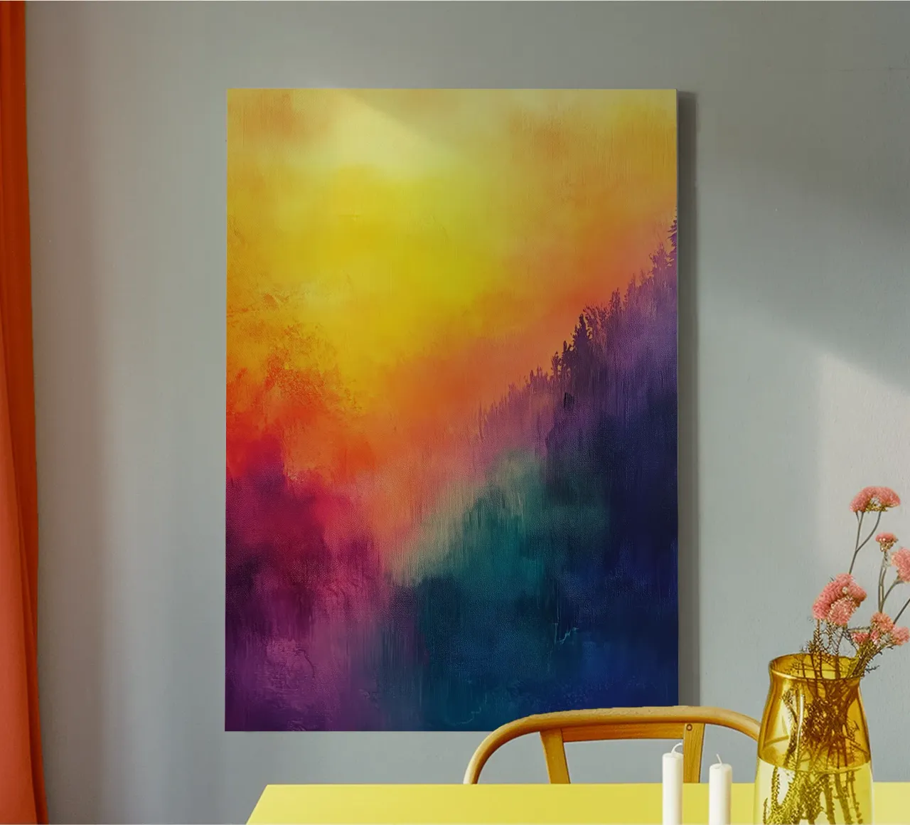 Modern abstraction shapes and colors canvas by Justyna Jaszke JBJart
