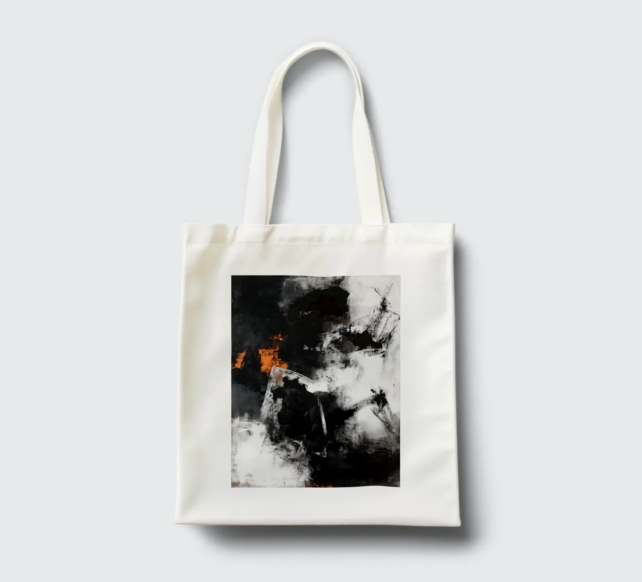 Modern abstraction painting black and white tote bag by Justyna Jaszke JBJart