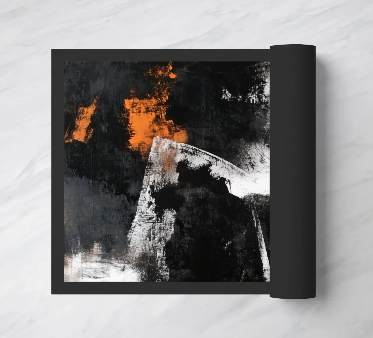 Pittura moderna di astrazione in bianco e nero zerbino da Justyna Jaszke JBJart