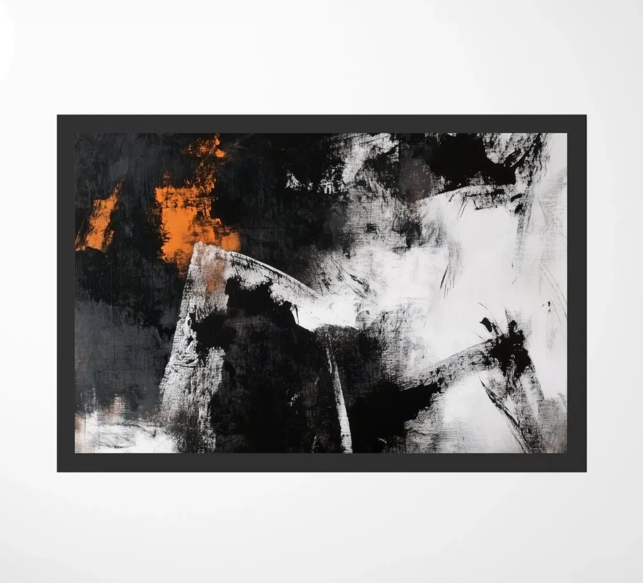 Pittura moderna di astrazione in bianco e nero zerbino da Justyna Jaszke JBJart